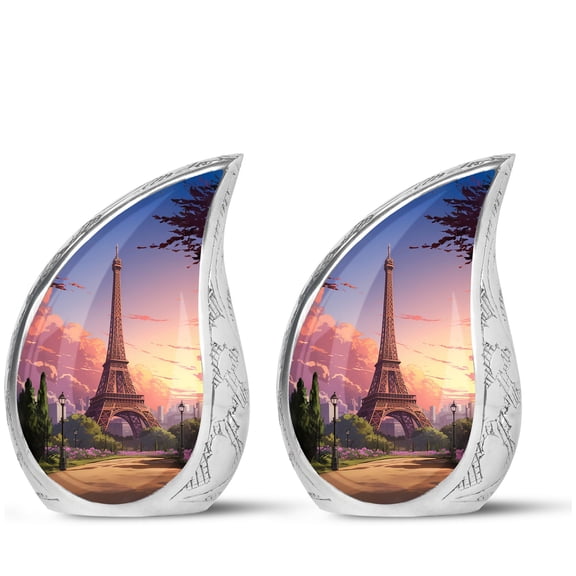 PARHUS Parisian Park Teardrop Cremation Urn, Urn for Ashes for Women, Funeral Urns for Ashes, Small Urns for Human Ashes Keepsake, Decorative Urns, Tiny Urns for Human Ashes 3 Inch Pack of 2