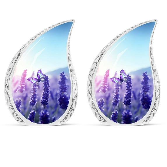 PARHUS Purple Butterfly Teardrop Urn, Tiny Urns for Human Ashes, Urn for Ashes Adult Male, Urns for Human Ashes Adult Female, Urn for Ashes for Women, Unique Urns, Small Keepsake Urn 3 Inch 2 Pcs
