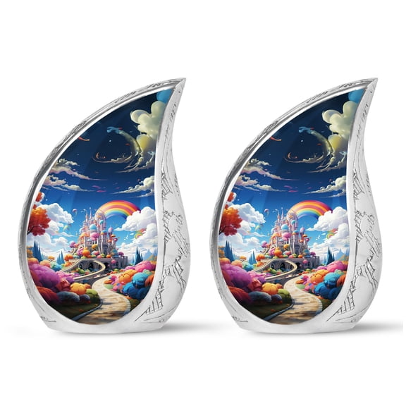 PARHUS Rainbow Colorful Kingdom - Urn for Ashes Keepsake Mom - Funeral Urns for Human Ashes Adult Male - Unique Small Funeral Urn - Memorial for Adult Female Ashes - Cremation Urn, 3 Inch, 2Pcs