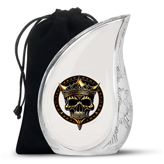 Grey Skull Handcrafted Cremation Urns For Human Ashes Adult Female - Burial Large Urn For Human Ashes Adult Male - Funeral Gift For Decorative - 10Inch And 200Lbs Include Velvet Bag