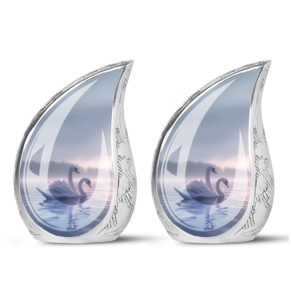 PARHUS Swan Teardrop Small Urns for Human Ashes, Drop Urn Cremation Keepsake, Decorative Urn, Urn for Human Ashes, Ash Holders for Ashes, Urn for Ashes Adult Male & Female, 3 Inch, 2 Pcs