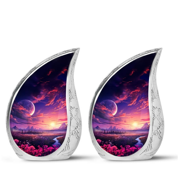 PARHUS Twilight Valley Teardrop Miniature Keepsake Urns, Urn for Ashes Adult Male & Female Small, Keepsakes Urns, Decorative Urn, Mini Funeral Urn, Urns for Human Ashes, Cremation Urn 3 Inch 2 Pcs