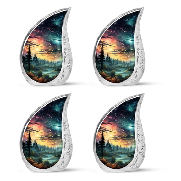 PARHUS Twilight Whispers in The Enchanted Forest - Cremation Urn Small - Funeral Urn - 3 Inch - Pack of 4 - Keepsake Urns - Urn for Adult Male & Female - Cremation Urn - Human Ashes Keepsake