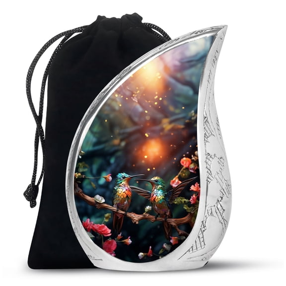 PARHUS Two Humming Bird Sitting On Branch Urn - Memorial Urns for Human Ashes - Adult Urns for Human Ashes Men & Women - Memorial Ashes Cremation - Urns for Ashes Large - (Size - 10inch)