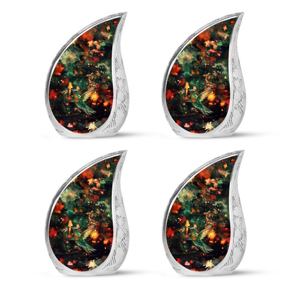 PARHUS Yellow Humming Bird - Small Urn for Ashes - Keepsake Urns - 3 Inch - Pack of 4 - Urns for Adult Ashes Men & Women - Minature Urn - Cremation Urn - Decorative Urn