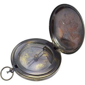 PARIJAT HANDICRAFT 2.5" Antique Brass Compass Pocket Compass Best Gift Ideas Directional Magnetic Compass for Navigation/Push Button Pocket Compass for Camping, Hiking, Touring