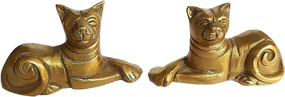 PARIJAT HANDICRAFT A Pair of Brass cat Figurine Cute Kitty Animal ...