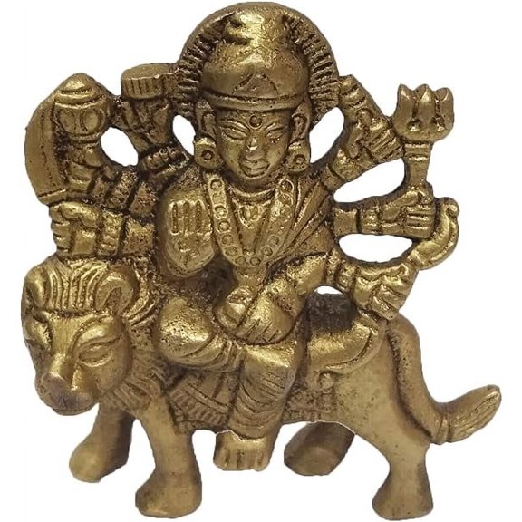 PARIJAT HANDICRAFT Brass Sculptures and Statues Durga Idol Religious Hindu Home Decor 2.7 Inches