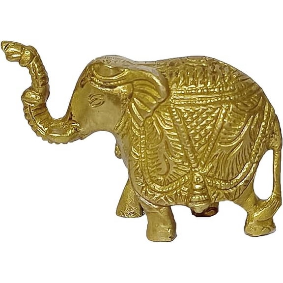 PARIJAT HANDICRAFT Brass Trunk Up Elephant Statues Showpiece Metal Statue Lucky Figurine Home Dcor Gifts Item