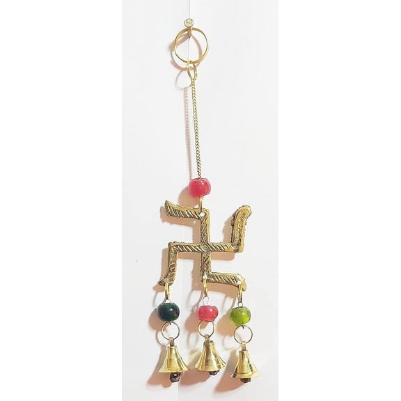 PARIJAT HANDICRAFT Brass Wall Decor Wind Chimes feng Shui Wind Bell with Bell for Good Luck Home Garden Hanging Decoration or Auspicious Gift