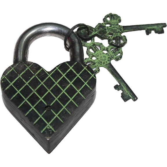 PARIJAT HANDICRAFT Functional Brass Beautiful Padlocks with Two Keys Pad Lock (Love-Bird-Heart-Shape)