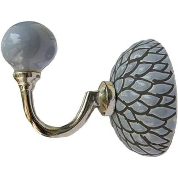 PARIJAT HANDICRAFT Hand Painted Beautifully Colored Ceramic Wall Hook Hanger Key Holder hat Clothes hangings Bath Towel Hook Hanger