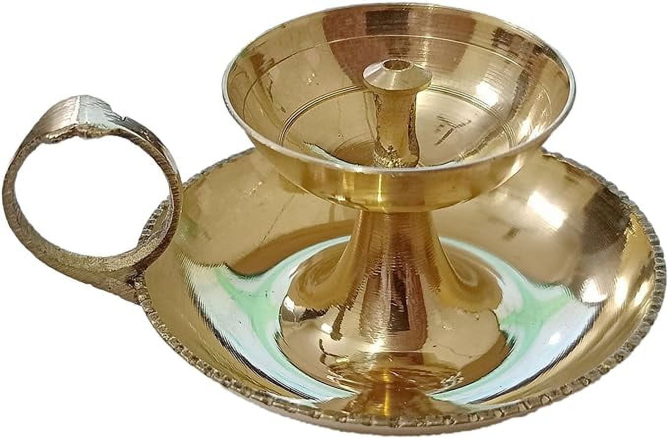 PARIJAT HANDICRAFT Handmade Indian Puja Brass Oil Lamp Aarti & Diya