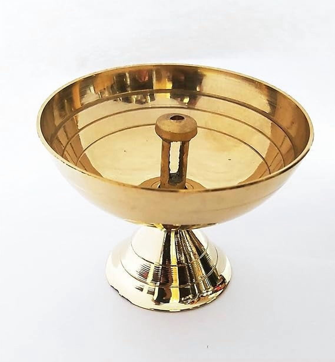 PARIJAT HANDICRAFT Handmade Indian puja Golden Oil lamp for Diwali Pooja Article akhand Diya for Pooja Purpose