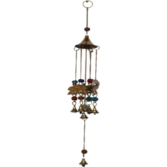 PARIJAT HANDICRAFT Handmade Multicolor Home & Room Decorative String Wall & Door Hangings with Beads & Brass Bell for Home Decoration & Gifting Purpose Elephant-Bell Wind Chime