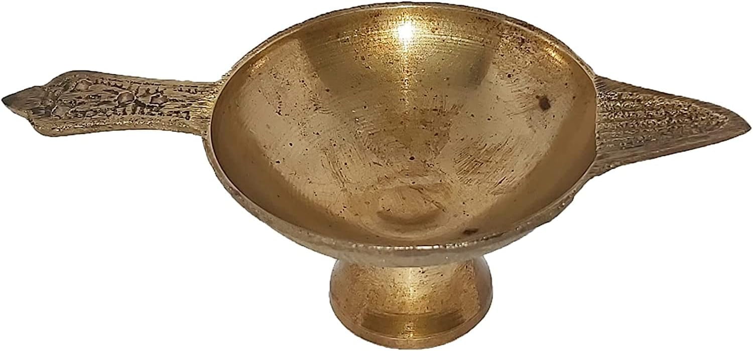 PARIJAT HANDICRAFT Indian Puja Brass Oil Lamp - Golden Diya Lamp and Brass Diya