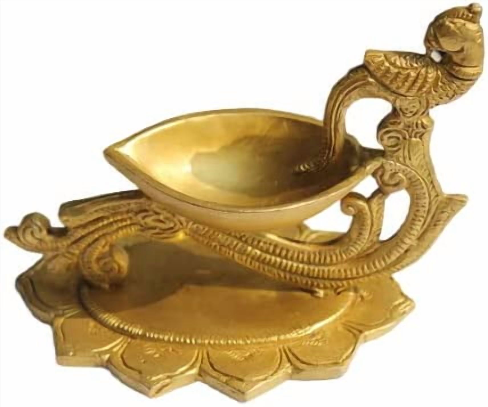 PARIJAT HANDICRAFT Indian puja Golden Brass kuber Oil lamp for Diwali Diya Pooja Article Pooja Purpose