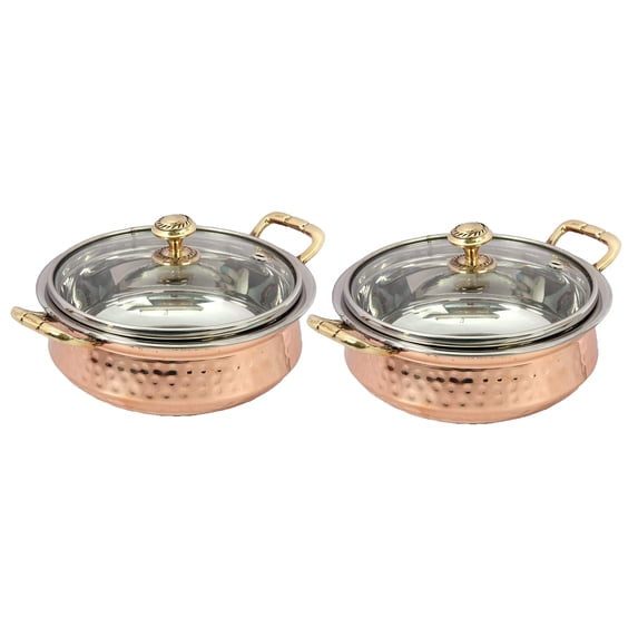 PARIJAT HANDICRAFT Set of 2 Indian hammered copper stainless steel ...