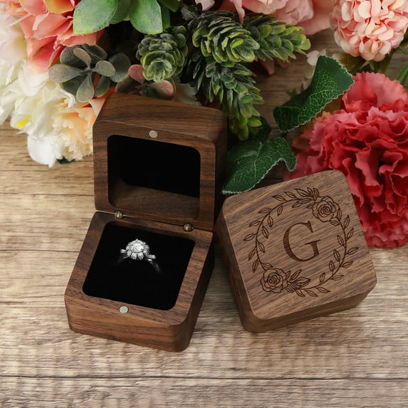 PARIMA Small Jewelry Case Jewelry Organizer Wooden Ring Box Personalized Birthday Gifts for Women Wife Girlfriend