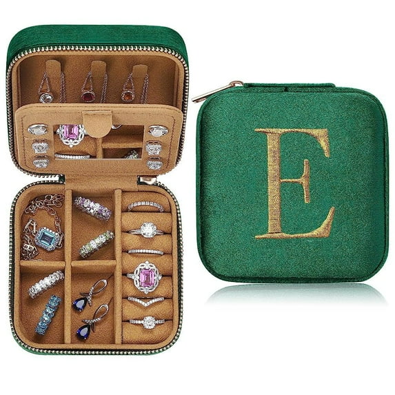 PARIMA Travel Jewelry Case, Small Travel Jewelry Boxes for Women, Personalized Custom Monogrammed Initial Jewelry Case Letter Jewelry Box for Women