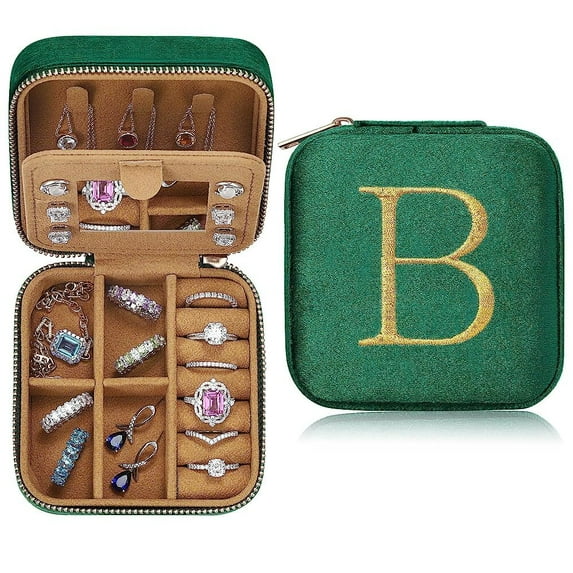 PARIMA Travel Jewelry Case, Small Travel Jewelry Boxes for Women, Personalized Custom Monogrammed Initial Jewelry Case Letter Jewelry Box for Women