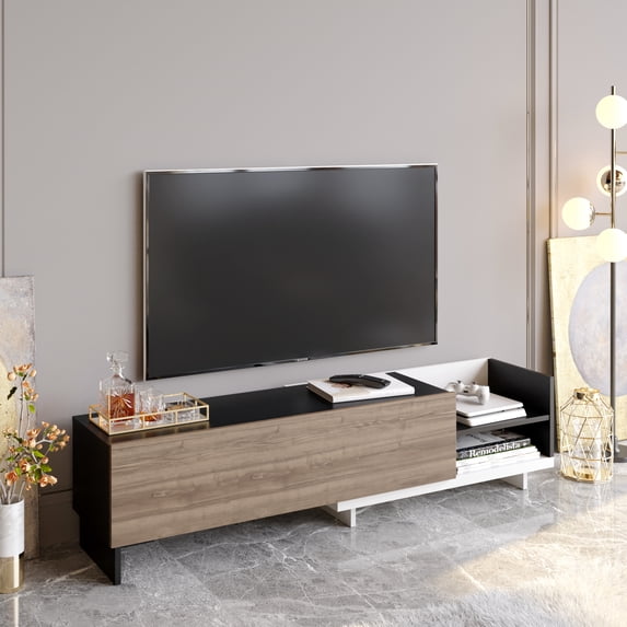 PARION TV STAND BLACK WHITE WALNUT