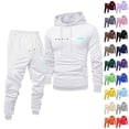 thumbnail image 1 of PARIS Men's Winter 2-Piece Casual Set, Printed Hooded Sweatshirt and Sweatpants, Sportswear Lounge Outfit For Street Style and Daily Use,Saffron,M, 1 of 5