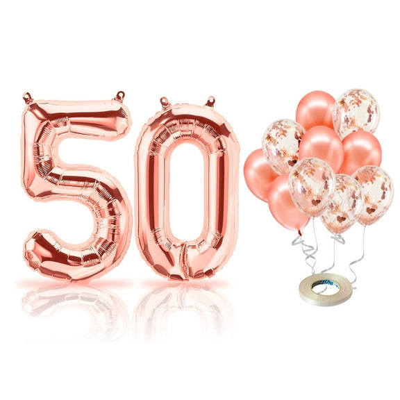 PARIS PRODUCTS - 50th Birthday Rose Gold Balloons & Number 50 Mylar Balloon, 50th Birthday Party Decor, 50th Birthday Decorations for Women, 50th Birthday Decorations Women 50
