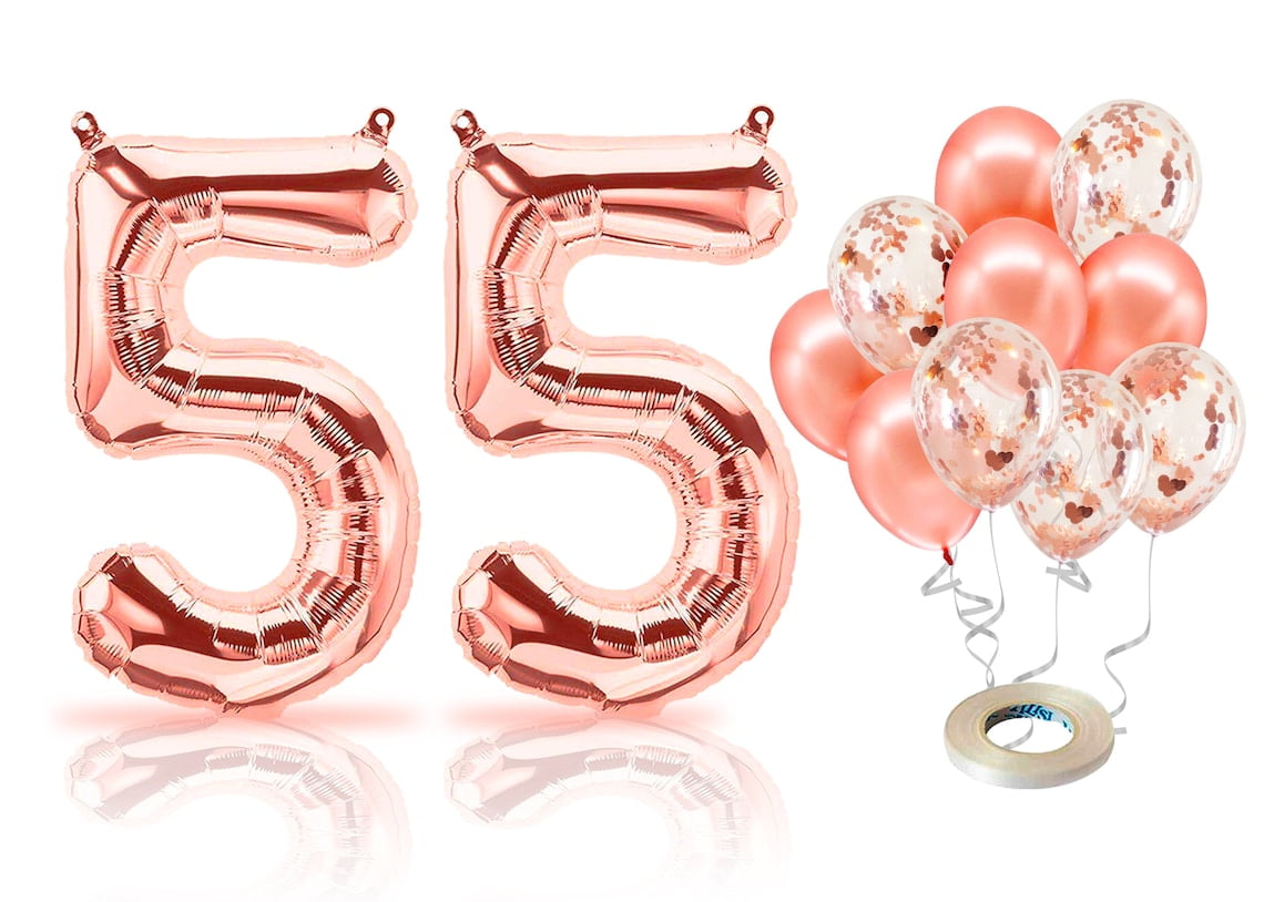PARIS PRODUCTS - 55th Birthday Rose Gold Balloons & Number 55 Mylar ...