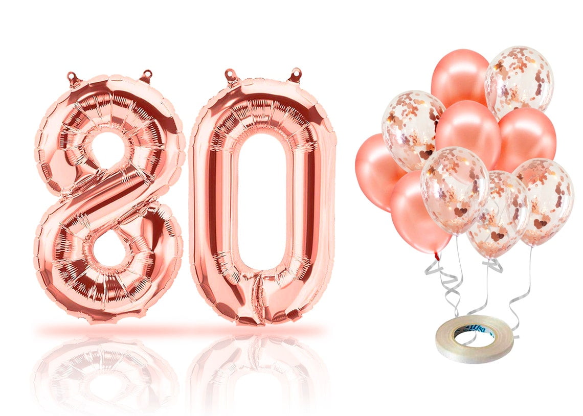 Dusty Pink 80th Birthday Balloons - 40inch Number 80 Foil Mylar Balloons For Women's Birthday Party Decor