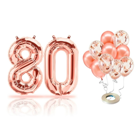 PARIS PRODUCTS - 80th Birthday Rose Gold Balloons & Number 80 Mylar Balloon, 80th Birthday Party Decor, 80th Birthday Decorations for Women, 80th Birthday Decorations Women