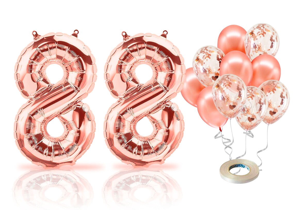PARIS PRODUCTS - 88th Birthday Rose Gold Balloons & Number 88 Mylar ...