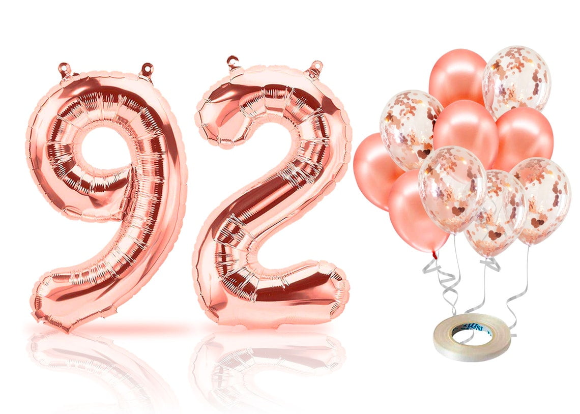 PARIS PRODUCTS - 92nd Birthday Rose Gold Balloons & Number 92 Mylar ...