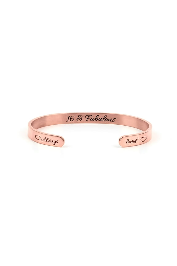 Fabulous Cuff Bracelet In Stainless Steel Rose Gold, Birthday Gifts For Her Girls, Birthday Decorations Women 10th 13th 15th Sweet 16 16th 18th 21st 30th 40th 50th 60th th