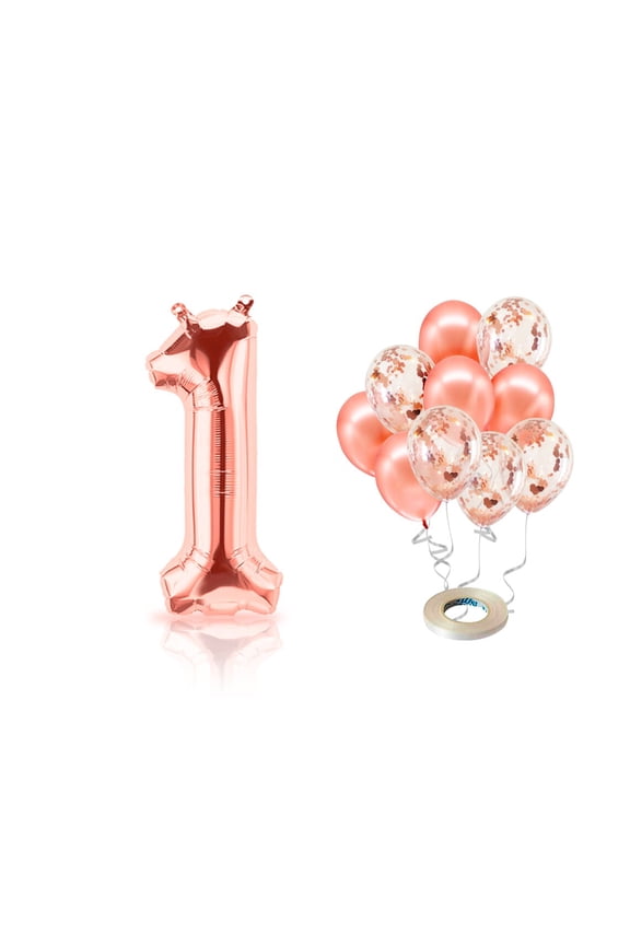 - First Birthday Rose Gold Balloons & #1 Mylar Balloon, 1st Birthday Girl Party Decor, 1st Birthday Girl Decoration