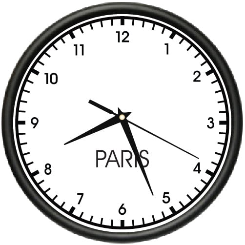 PARIS TIME Wall Clock world time zone clock office business