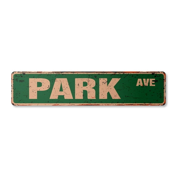 PARK AVE Vintage Plastic Street Sign New York NY Central Park | Indoor/Outdoor |  18" Wide