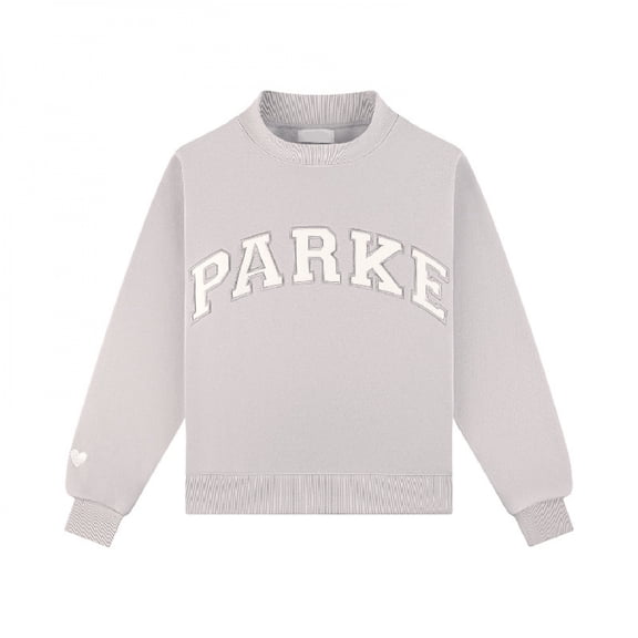 Women Oversized Sweatshirt, PARKE Letter & Heart Patch Embroidery Loose Long Sleeve Casual Pullover Tops