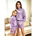 thumbnail image 1 of PARKE Matching Mother-Daughter Sweatshirt Set – Casual Embroidered-Letter Sweatshirt and Shorts, 1 of 5