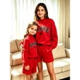 thumbnail image 1 of PARKE Matching Mother-Daughter Sweatshirt Set – Casual Embroidered-Letter Sweatshirt and Shorts, 1 of 6