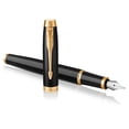 thumbnail image 1 of Parker IM Fountain Pen | Black Lacquer with Gold Trim | Medium Nib with Blue Ink Refill | Gift Box, 1 of 7