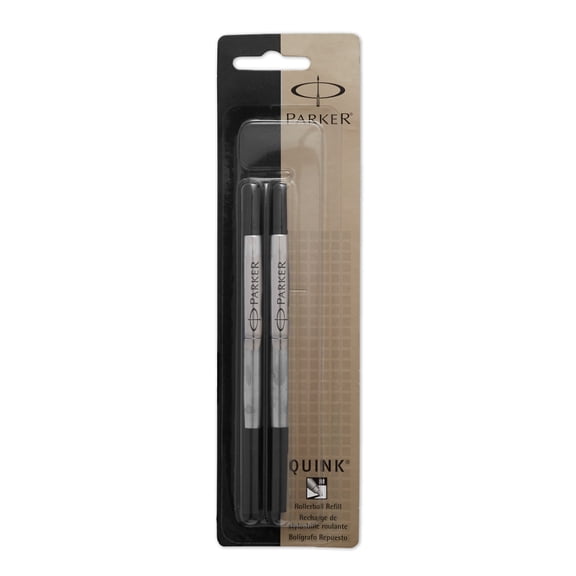 PARKER QUINK Rollerball Pen Ink Refills, Medium, Black, 2 Count
