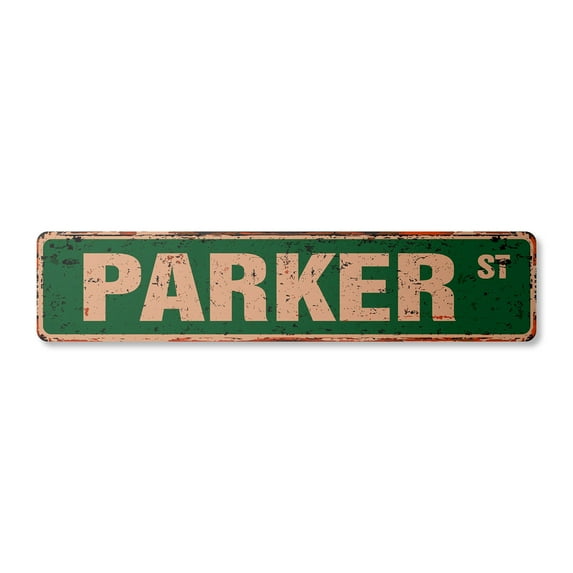 PARKER Vintage Plastic Street Sign Childrens Name Room Sign | Indoor/Outdoor | 36" Wide