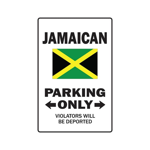PARKING FOR JAMAICAN ONLY Aluminum Sign jamaica flag national pride love | Indoor/Outdoor | 18" Tall