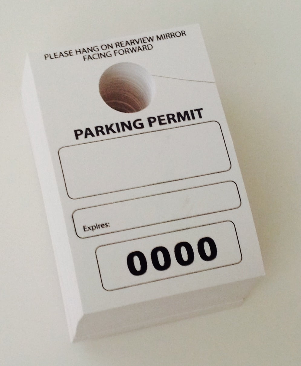 PARKING PERMIT Hang Tags, 3-1/8" x 4-3/4", Numbered 0000-0099 - PACK OF 100