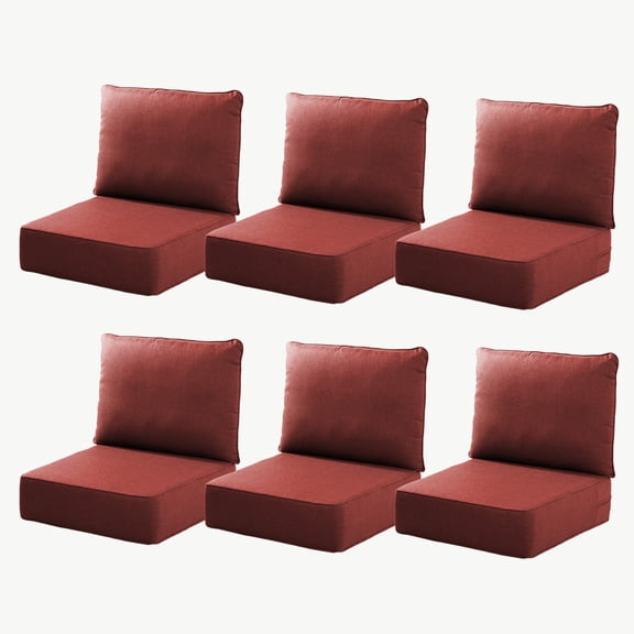 PARKWELL 12-Piece Outdoor Deep Seat Cushion Set, 22 x 24, Water Repellent, Fade Resistant, 6-Inch Thicken Deep Seat Bottom and Back Cushion for Chair, Sofa, and Couch, Red