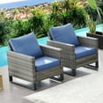 thumbnail image 1 of PARKWELL 2-Piece Wicker Patio Chairs - Outdoor Patio Lounge Chairs with Cushion - Oversized Rattan Seating Set - Blue, 1 of 7