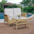 thumbnail image 1 of PARKWELL 2 Pieces Outdoor Patio Conversation Set ,Rattan Wicker Loveseat Sofa Chair and Glass Coffee Table for Backyard Porch Garden Balcony Use,Beige, 1 of 6