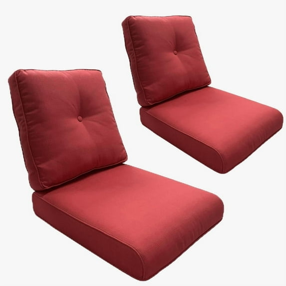 PARKWELL 24"x22" Red Deep Seat Bottom and Back Cushion, Water Repellent, Fade Resistant, (4 Count)