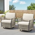 thumbnail image 1 of PARKWELL 2PCS Outdoor Swivel Glider Chairs, All-Weather Wicker Rattan Swivel Rocking Chair with Removable Cushions,Oversized Deep Seat Rocker Lounge Chairs for Porch Balcony, Beige, 1 of 7